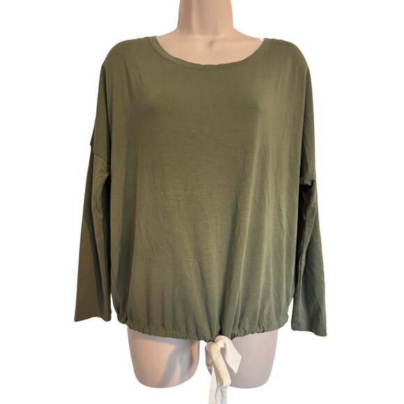 Eberjey Gisele Souchy Tie Waist Size XS Olive Green NWOT Stretchy Oversized Loun - Picture 8 of 8